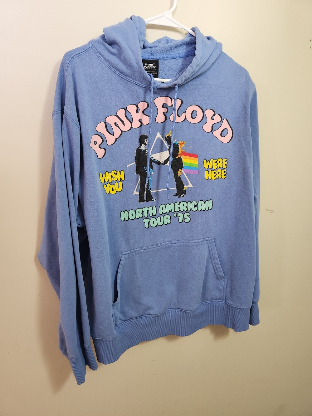 Pink Floyd Crewneck Sweatshirt - Light Blue with Pink Graphic